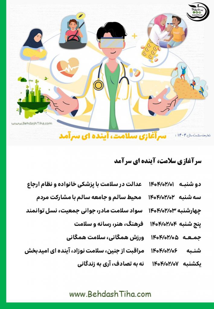 شعار هفته سلامت ۱۴۰۴ با نام : “سرآغازی سلامت، آینده ای سرآمد” نامگذاری شده است.